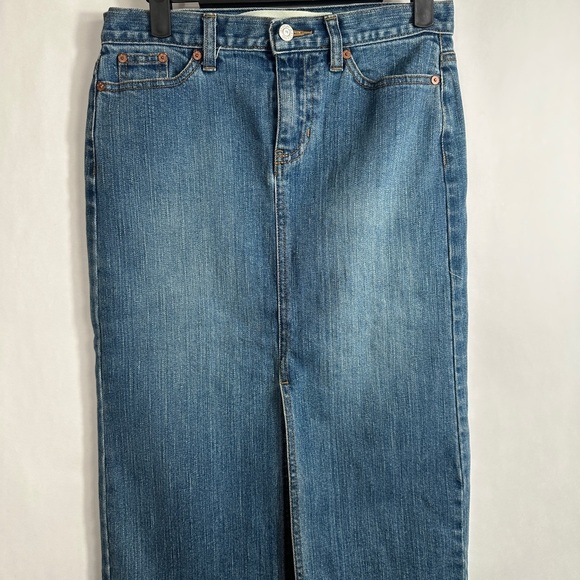 Gap Jeans Midi Front Split Classic Blue Denim Skirt - Picture 3 of 8